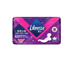 Libresse薇尔舒适V感420加长夜用6片极薄棉柔卫生巾