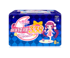 七度空间纯棉超薄338mm特长夜用8片装